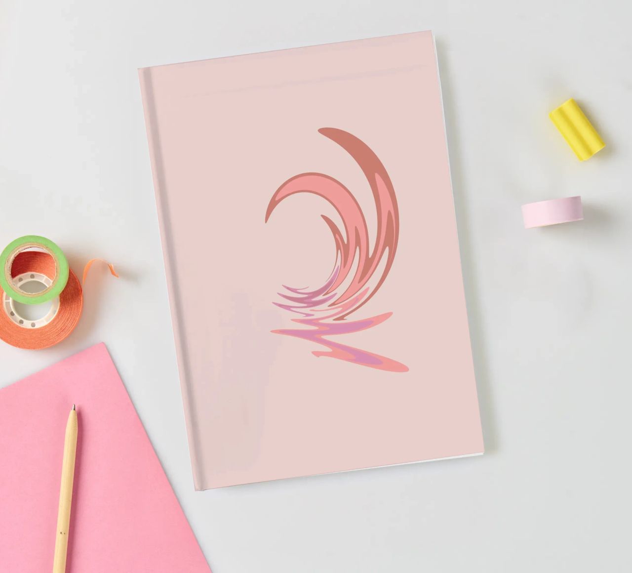 Abstract dynamic swirl pattern in pink notebook by Something for you