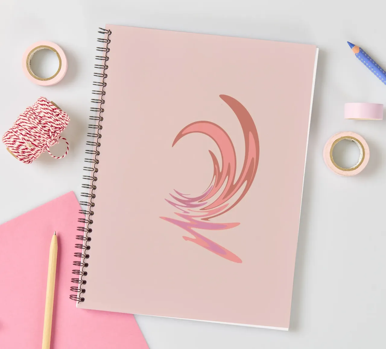 Motif dynamique abstrait de tourbillon en rose carnet à spirale de Something for you