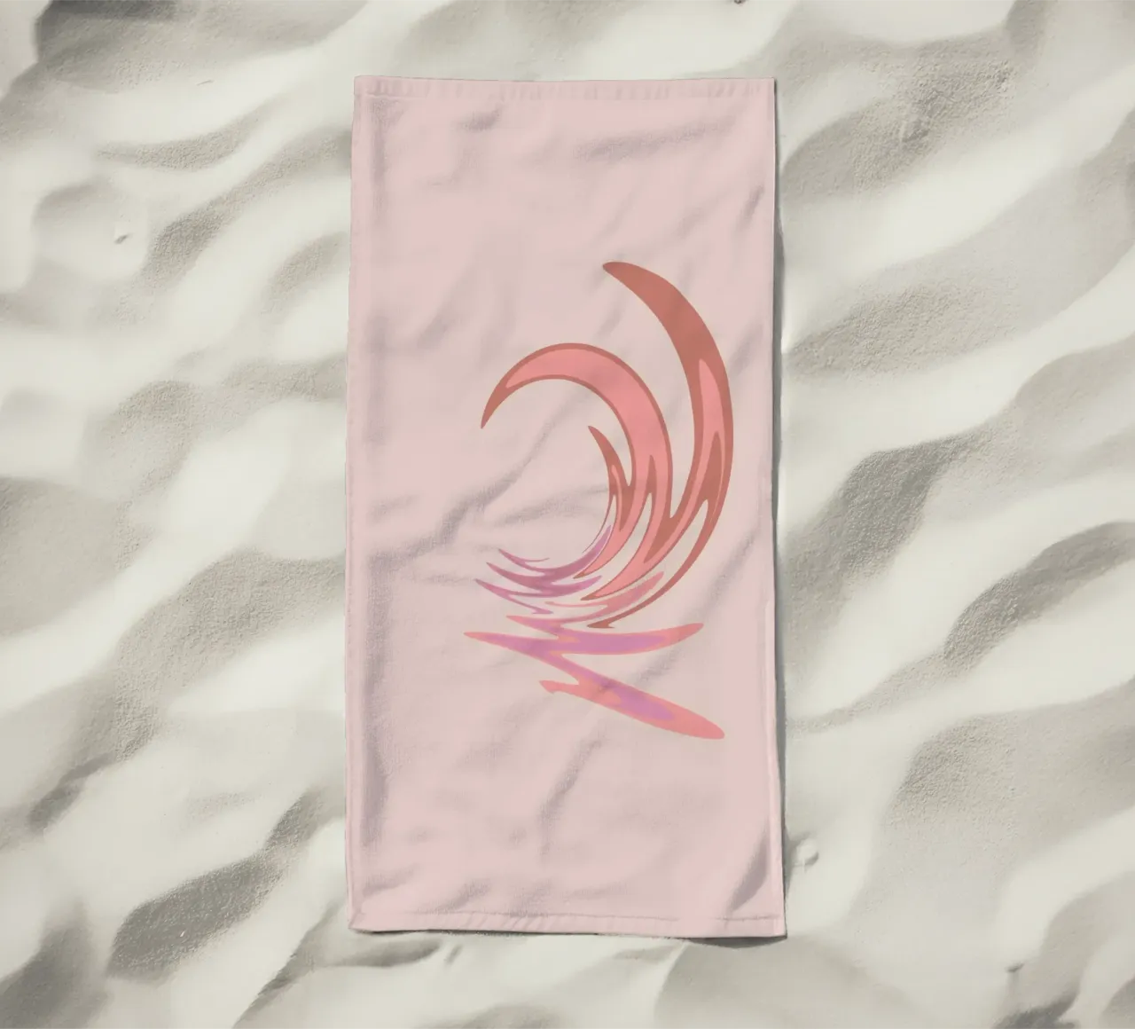 Abstraktes dynamisches Wirbelmuster in Pink Strandtuch von Something for you