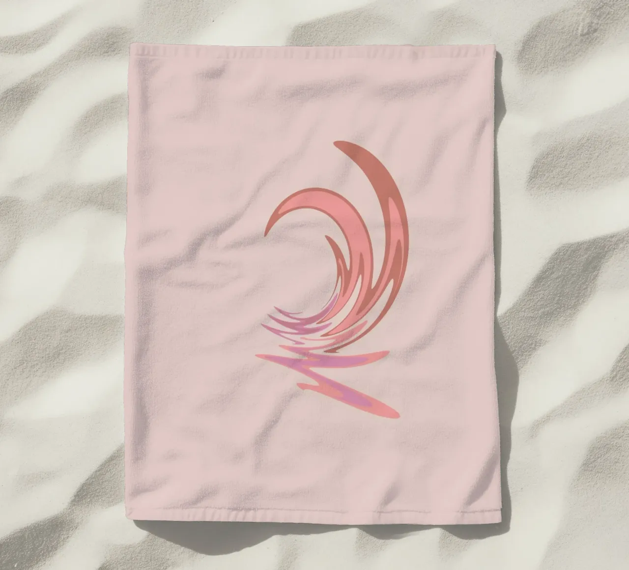 Abstraktes dynamisches Wirbelmuster in Pink Strandtuch von Something for you