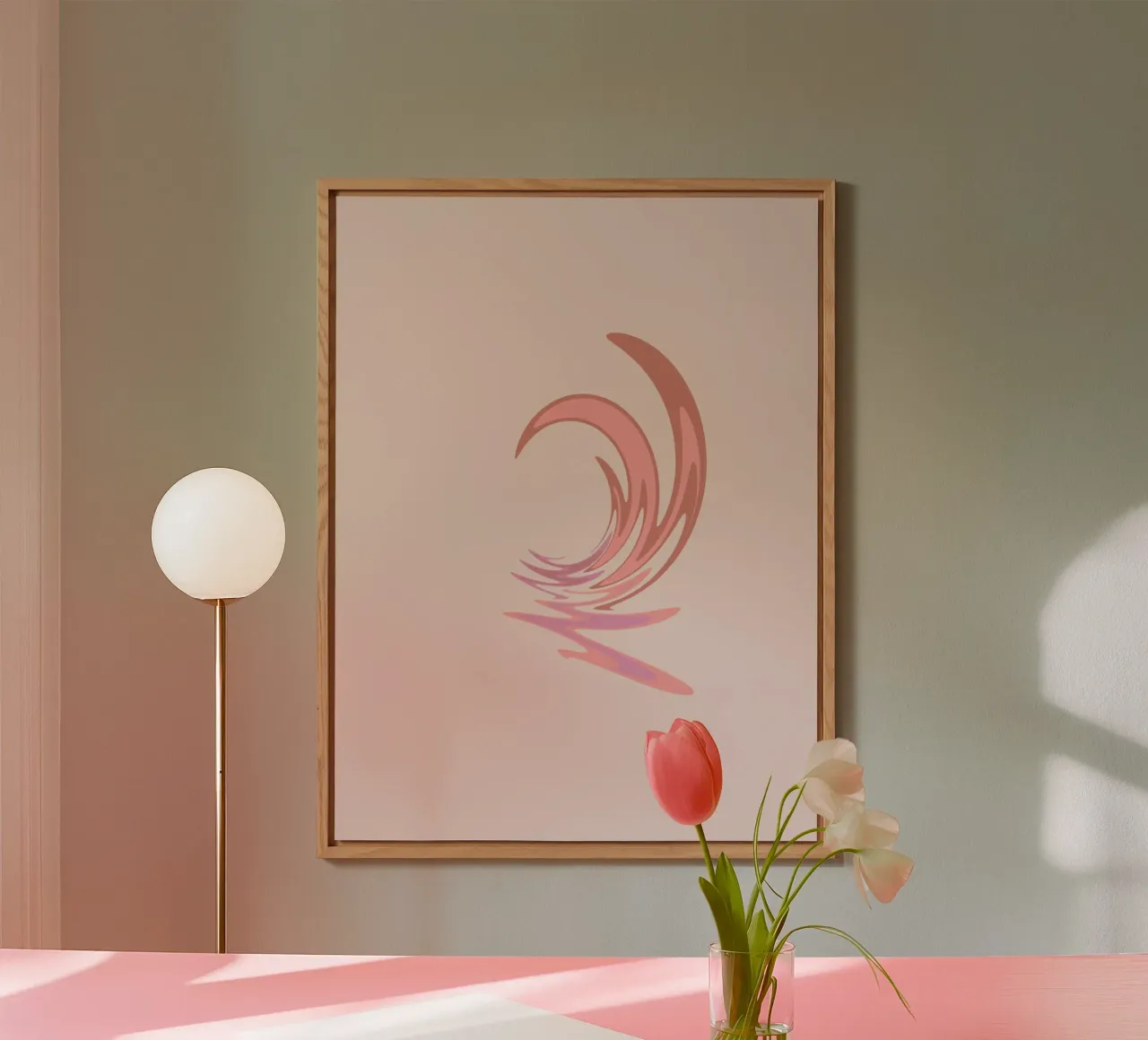 Abstract dynamisch wervelpatroon in roze aluminium-dibond van Something for you