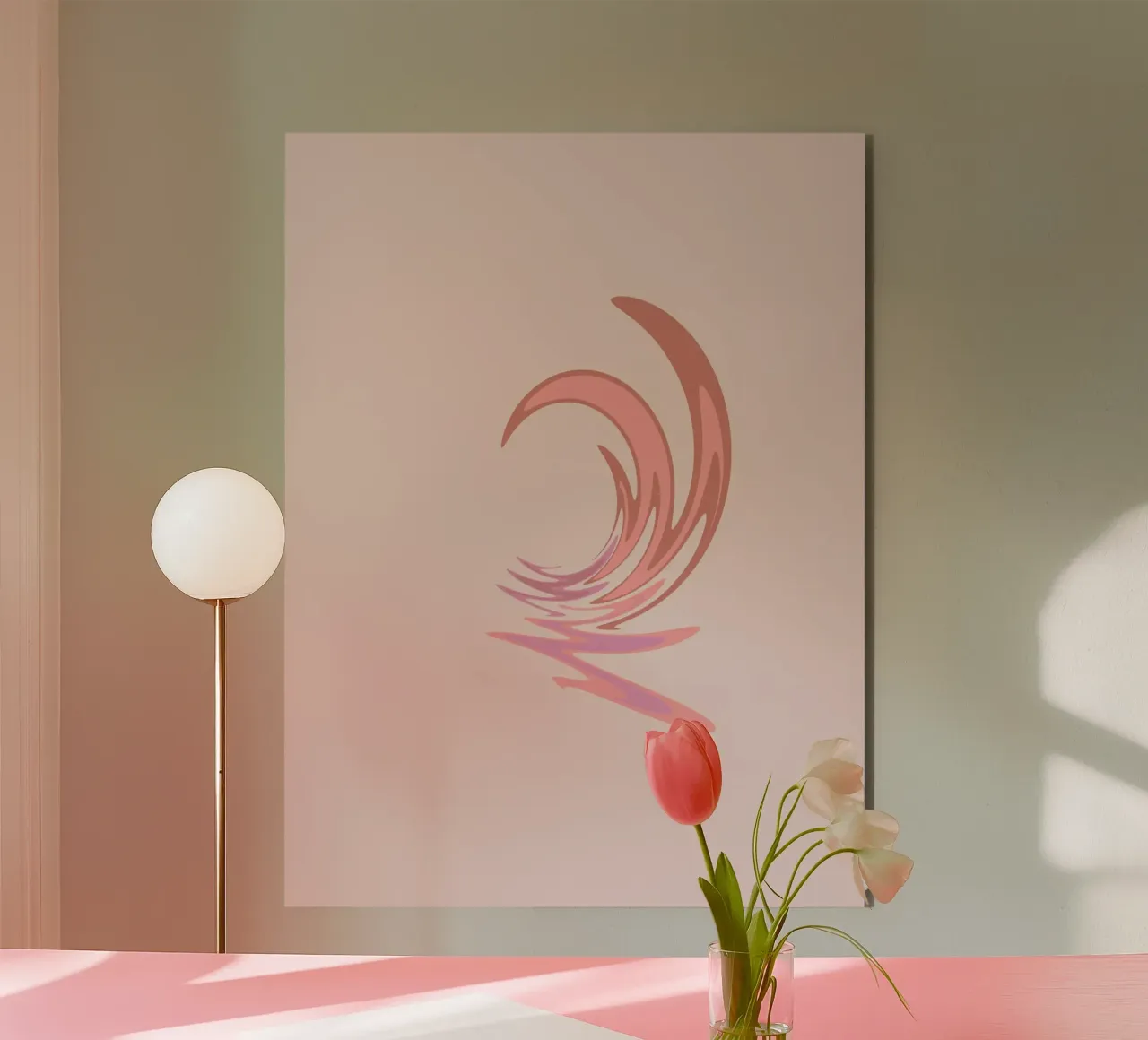 Abstract dynamisch wervelpatroon in roze aluminium-dibond van Something for you