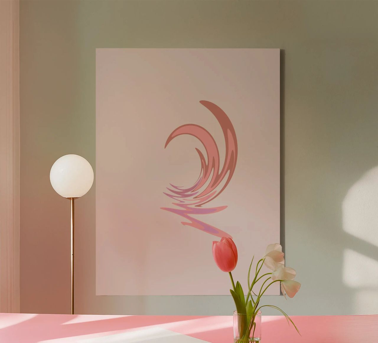 Abstract dynamic swirl pattern in pink canvas by Something for you