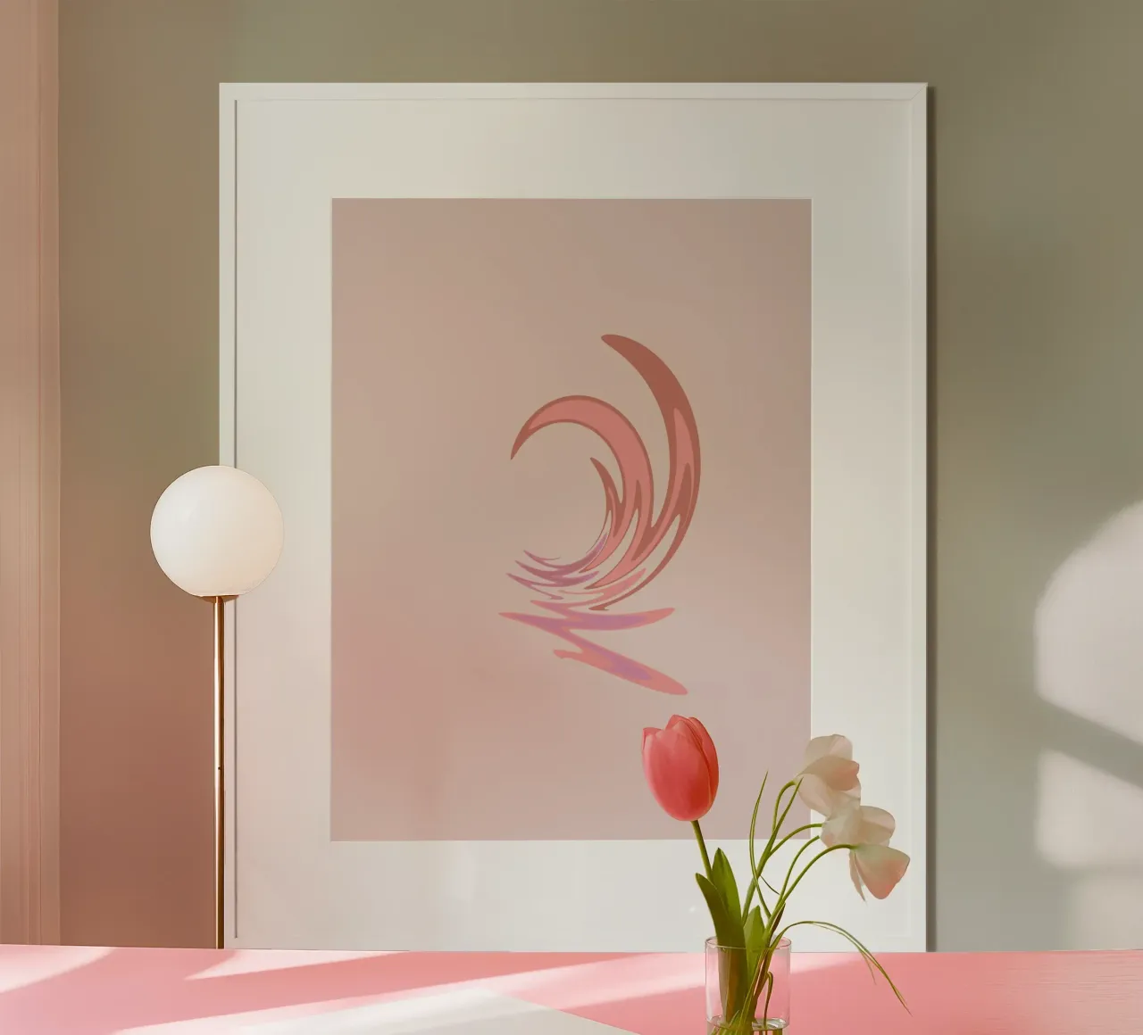 Motivo dinamico astratto a vortice in rosa carta hahnemühle da Something for you