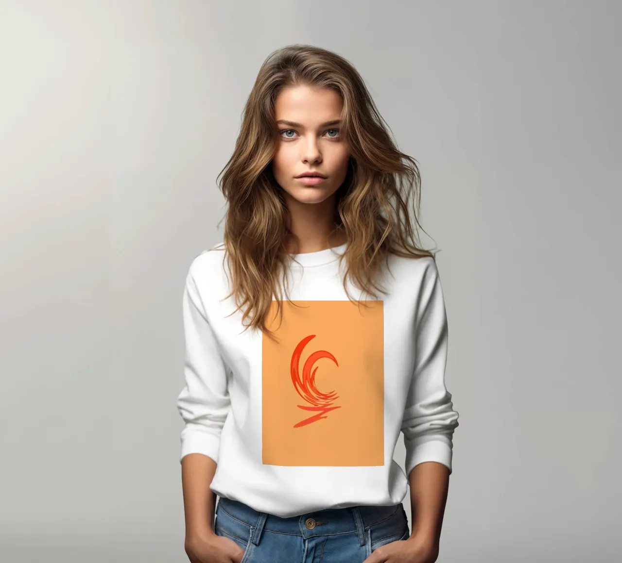 Motif tourbillonnant dynamique abstrait en orange sweat de Something for you