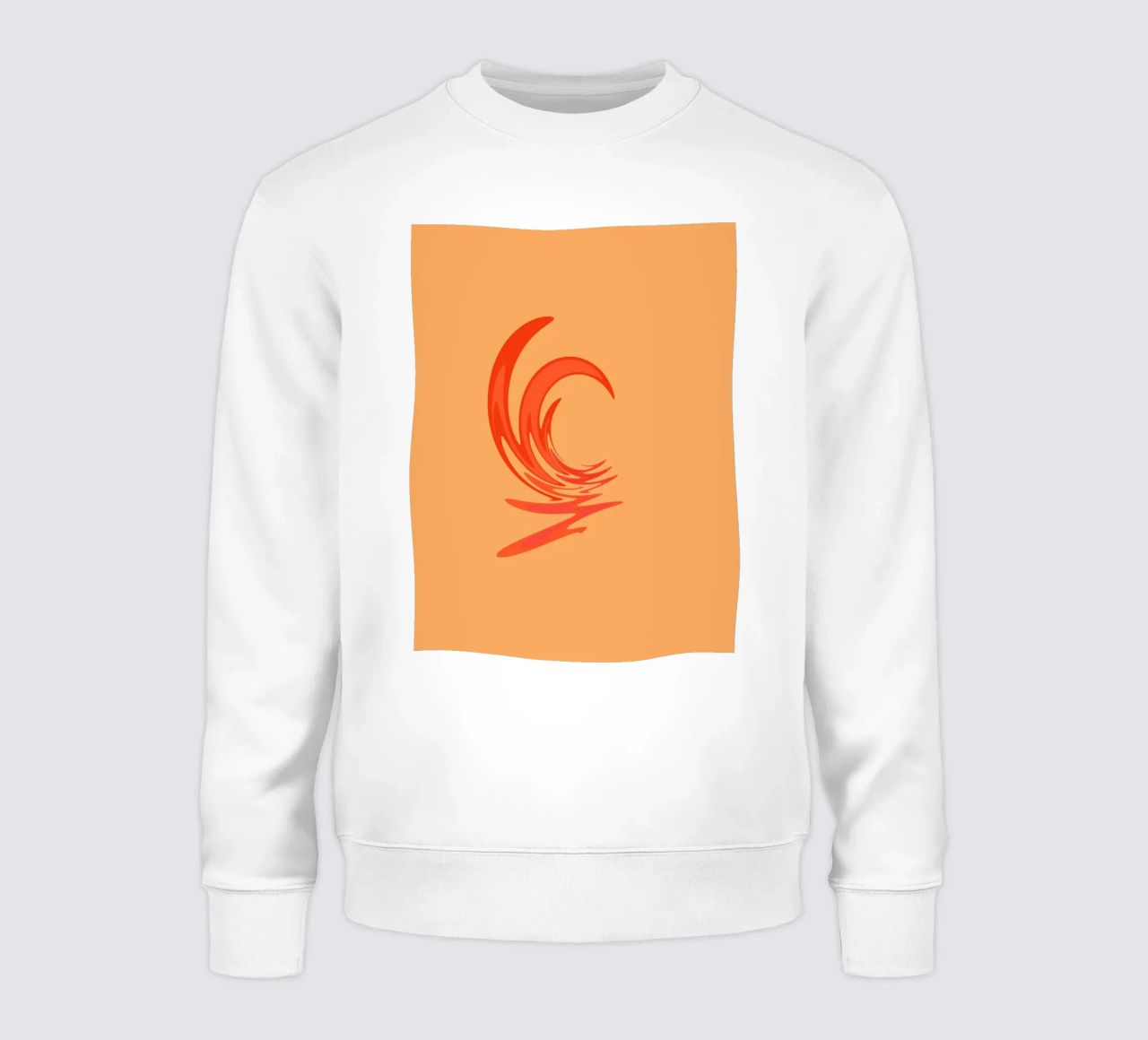 Abstract dynamic swirl pattern in orange sweatshirt by Something for you