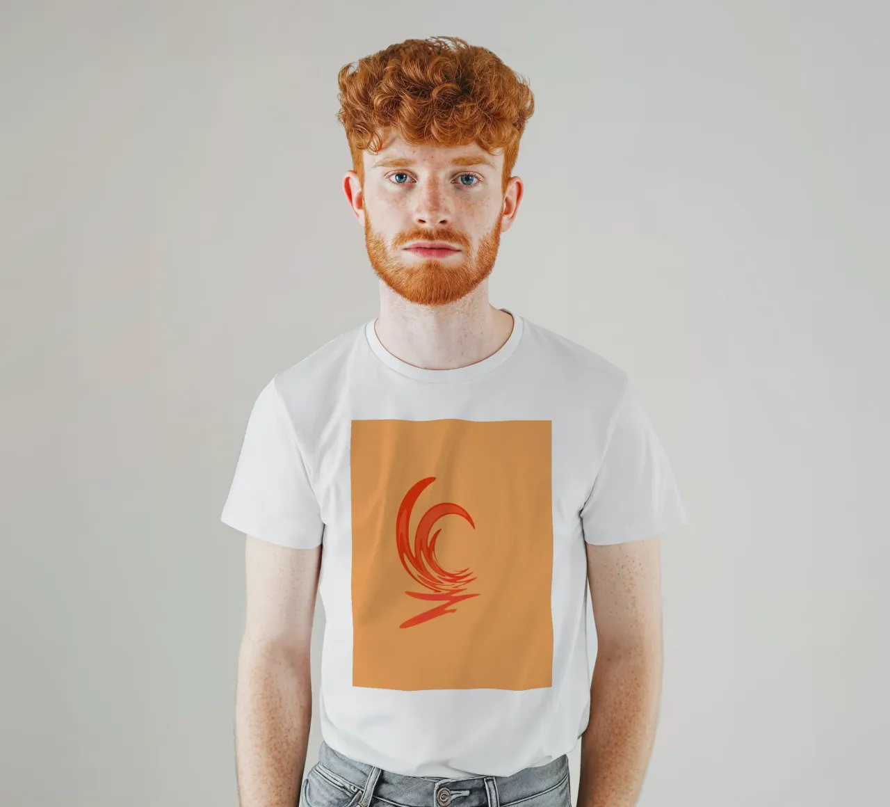 Motif tourbillonnant dynamique abstrait en orange t-shirt de Something for you