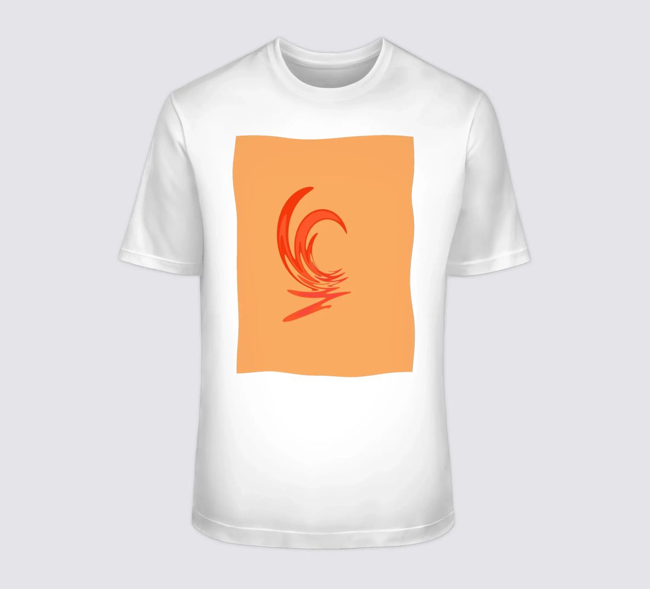 Abstract dynamic swirl pattern in orange t-shirt by Something for you