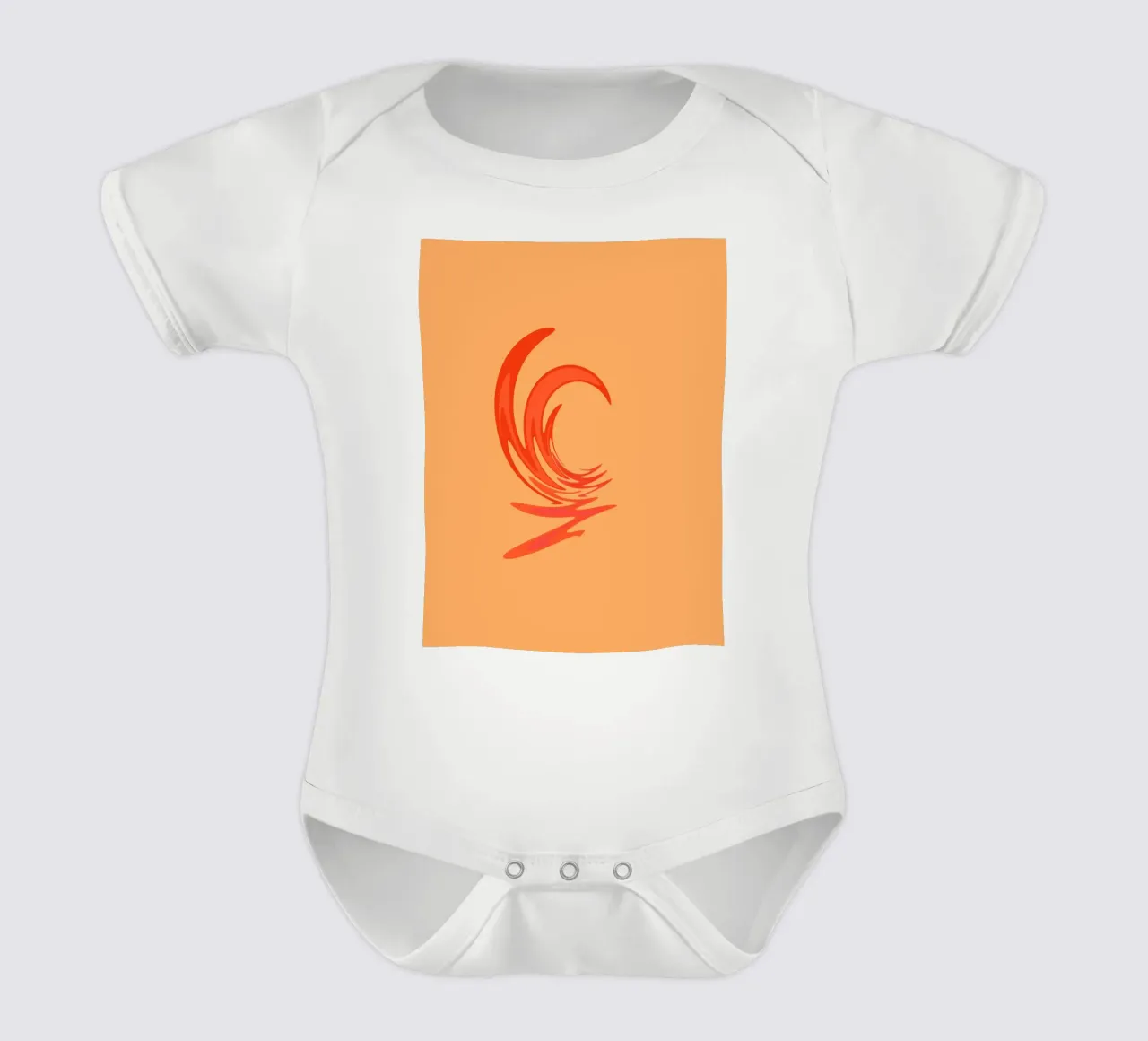 Abstract dynamic swirl pattern in orange short-sleeve baby romper by Something for you