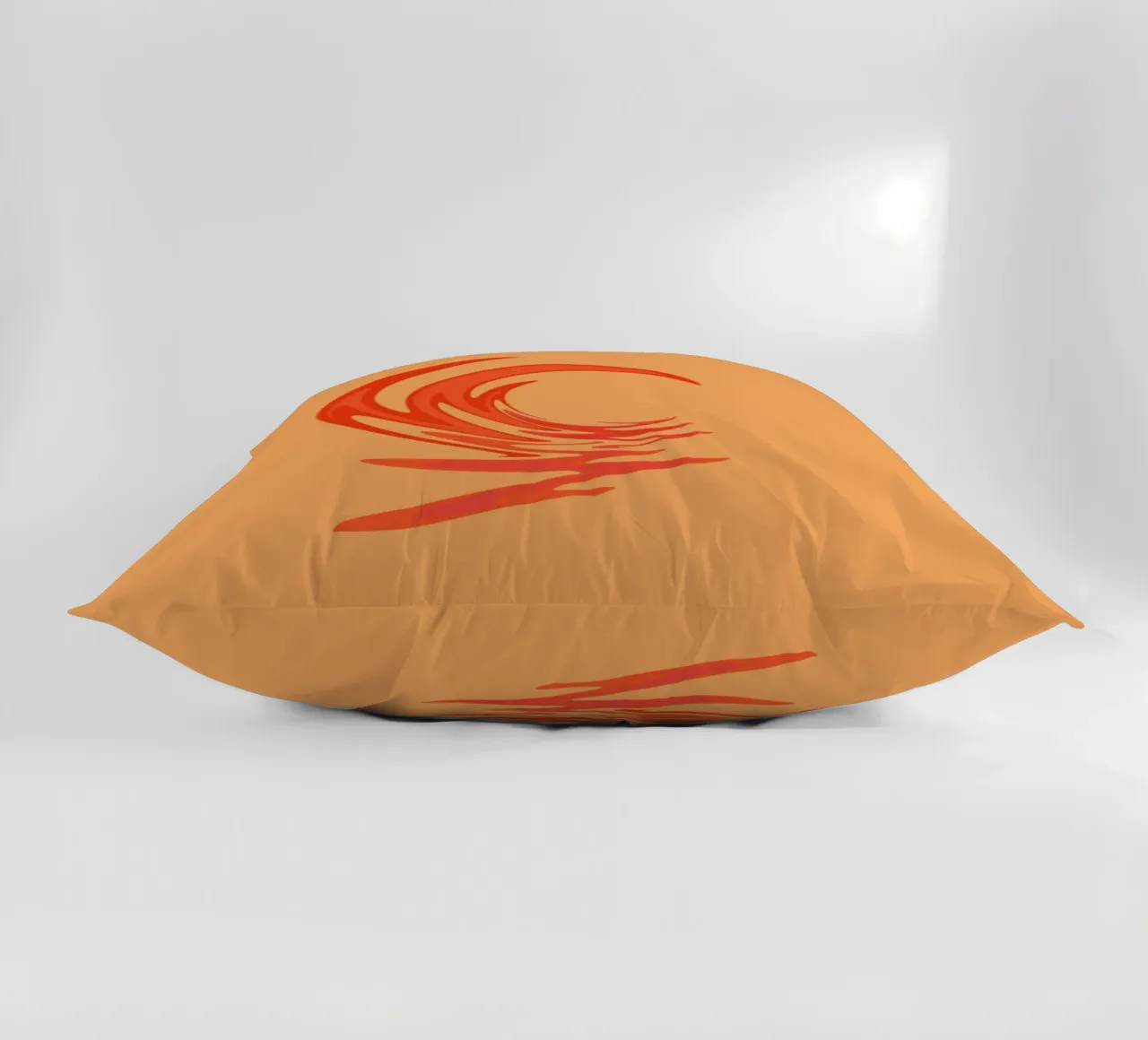 Abstract dynamic swirl pattern in orange decorative cushion by Something for you