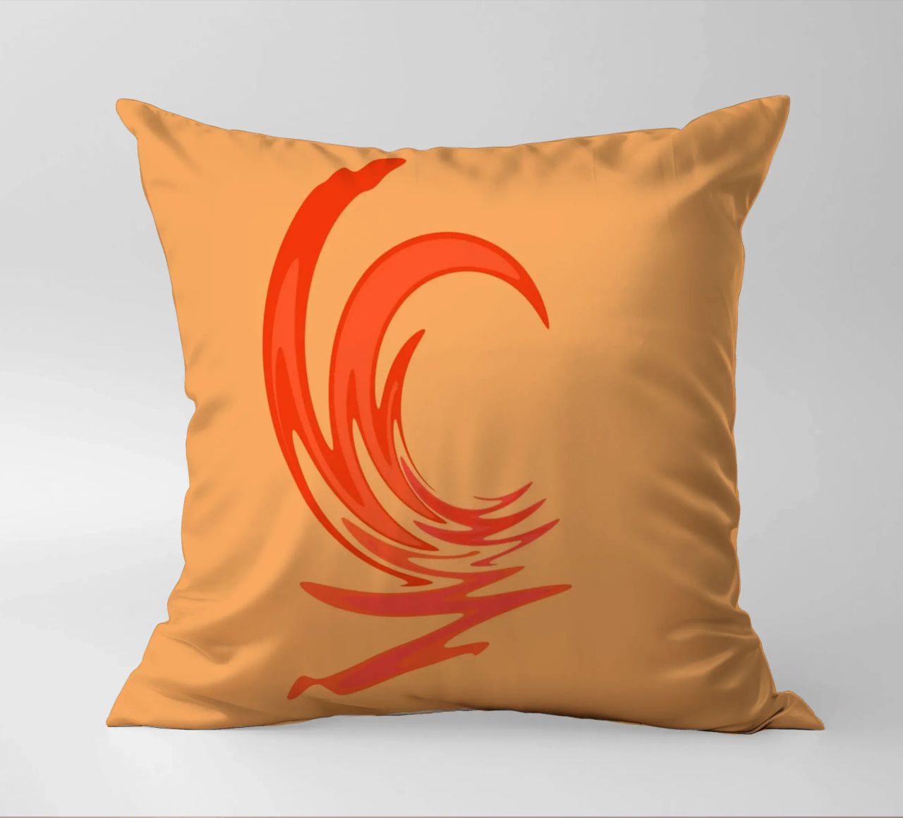 Motivo dinamico astratto a vortice in arancione cuscino da Something for you