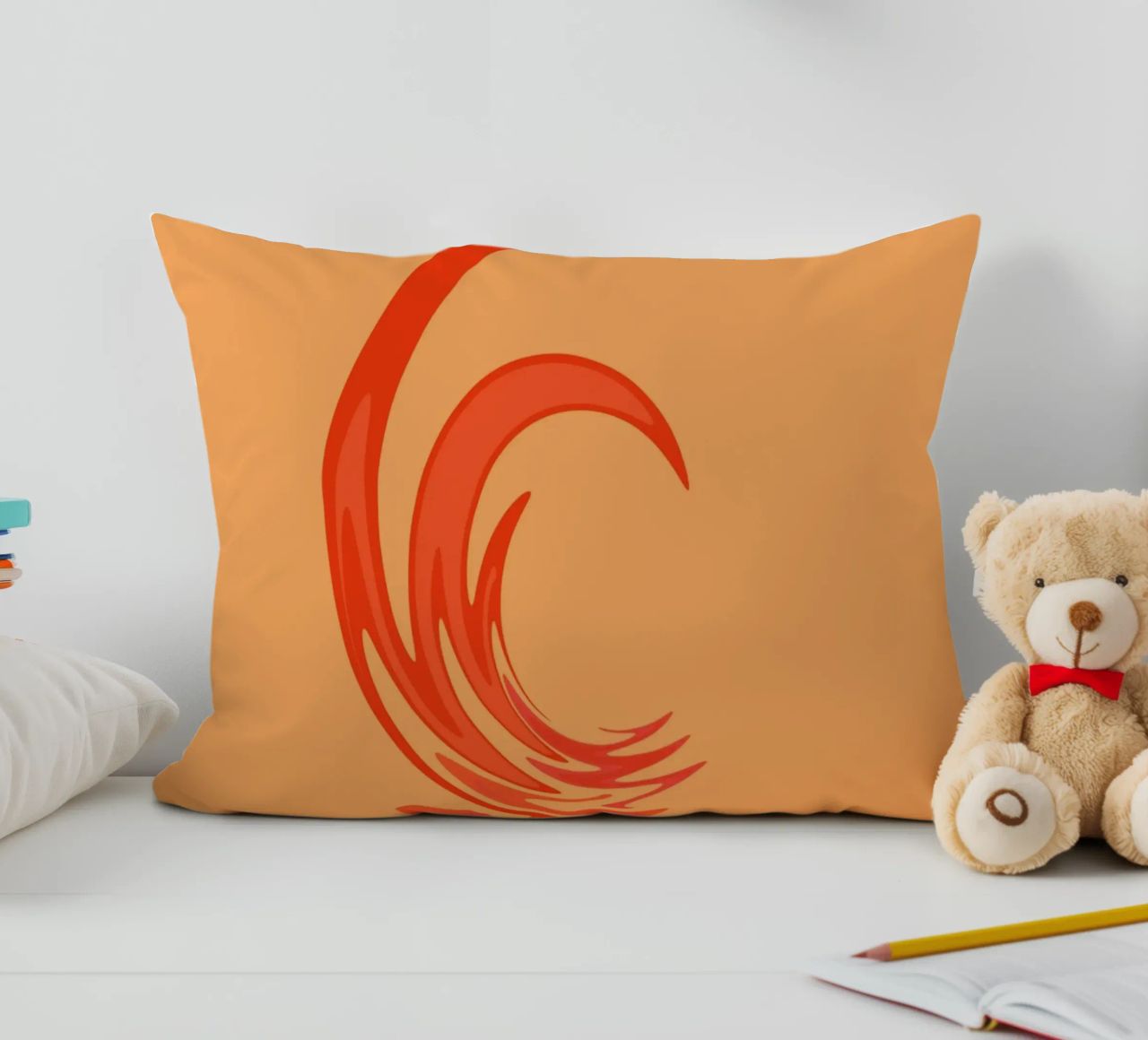Motivo dinamico astratto a vortice in arancione cuscino da Something for you