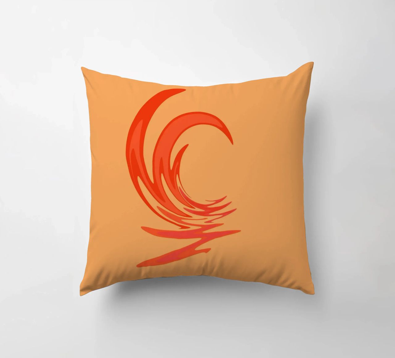 Motivo dinamico astratto a vortice in arancione cuscino da Something for you