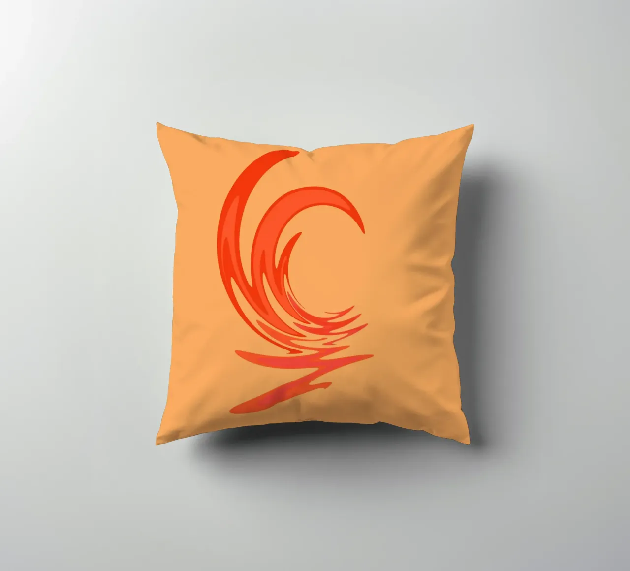 Abstract dynamic swirl pattern in orange decorative cushion by Something for you