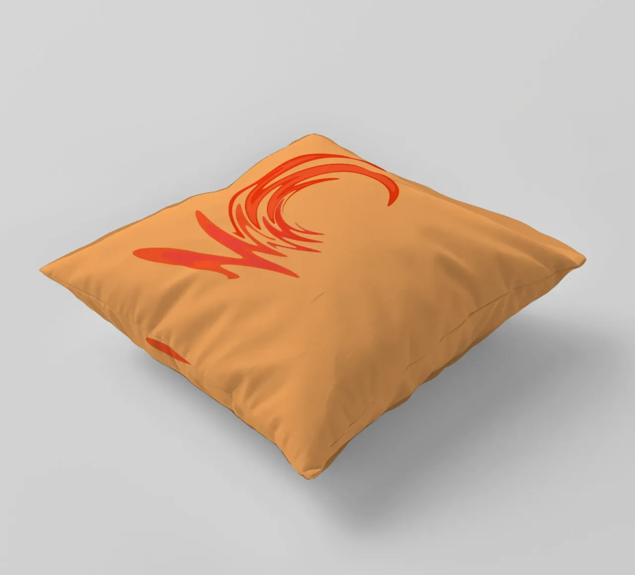 Abstract dynamic swirl pattern in orange decorative cushion by Something for you