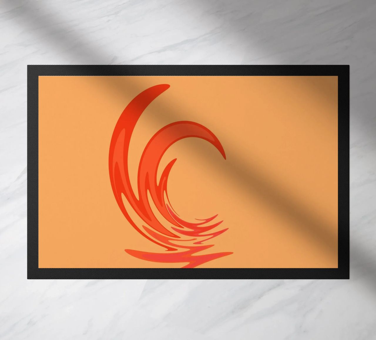 Abstract dynamic swirl pattern in orange doormat by Something for you