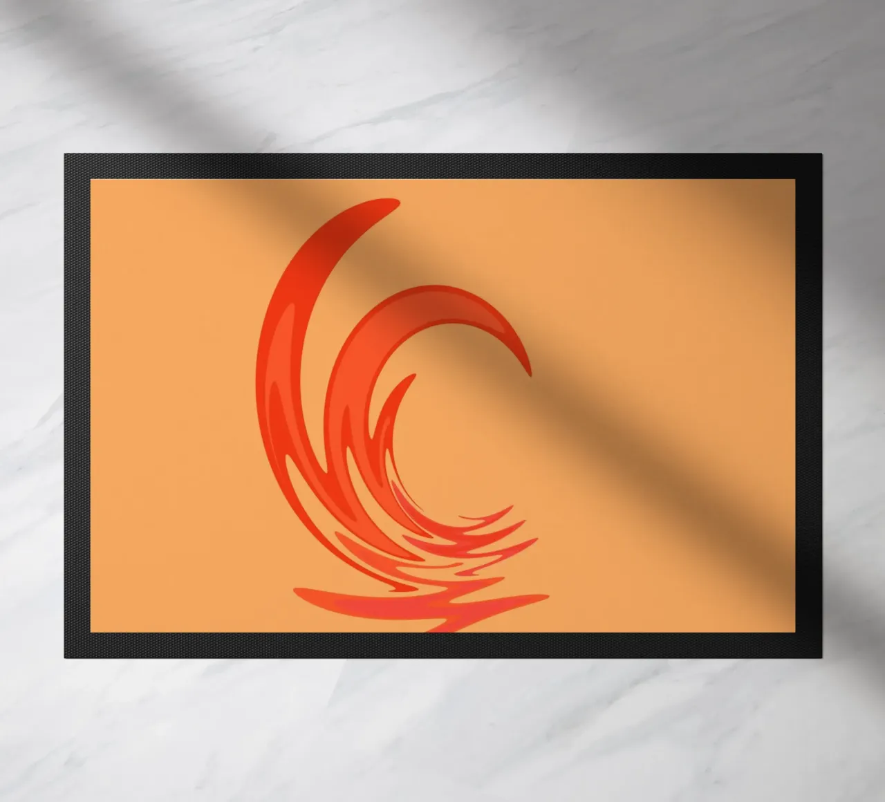 Abstraktes dynamisches Wirbelmuster in Orange Fußmatte von Something for you
