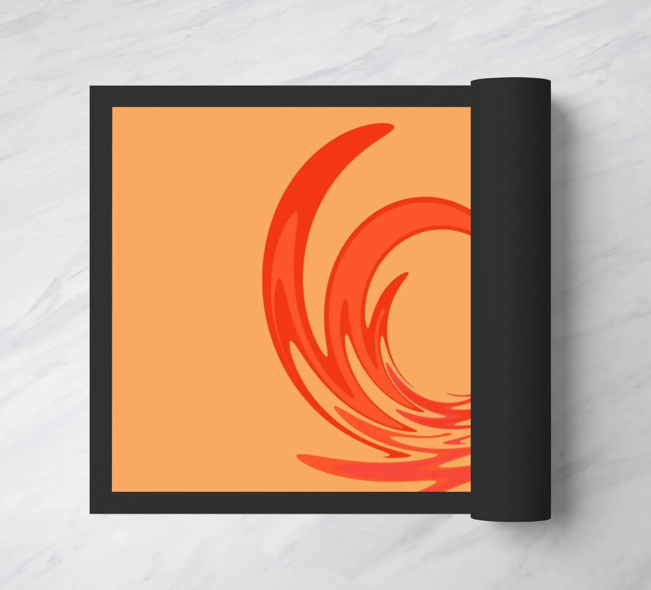 Abstract dynamic swirl pattern in orange doormat by Something for you