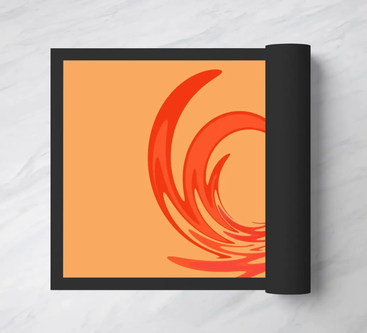 Abstraktes dynamisches Wirbelmuster in Orange Fußmatte von Something for you