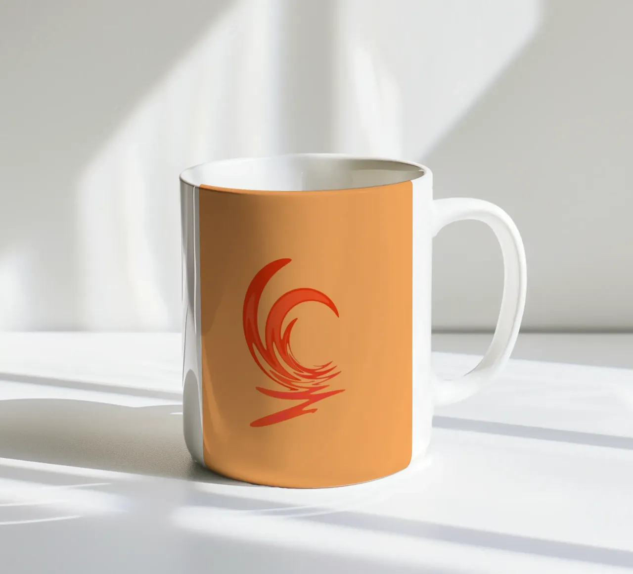 Abstraktes dynamisches Wirbelmuster in Orange Keramik Tasse von Something for you