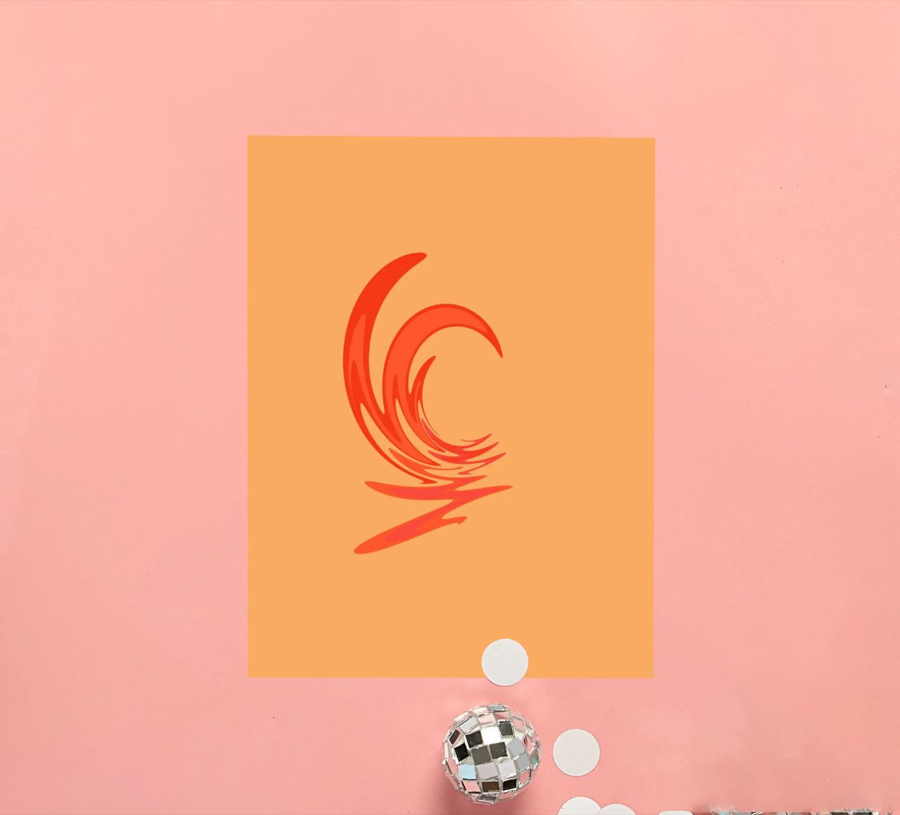 Motivo dinamico astratto a vortice in arancione adesivo da Something for you