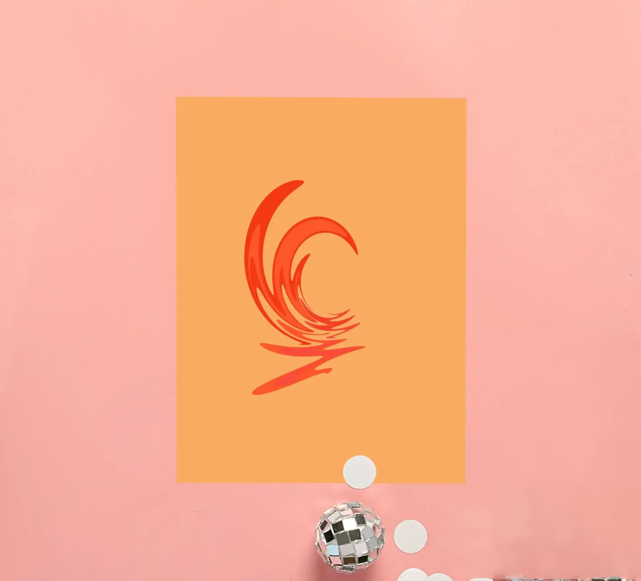 Abstract dynamic swirl pattern in orange sticker by Something for you