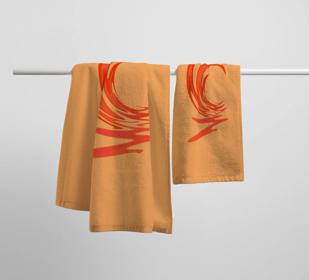 Abstract dynamic swirl pattern in orange towel by Something for you