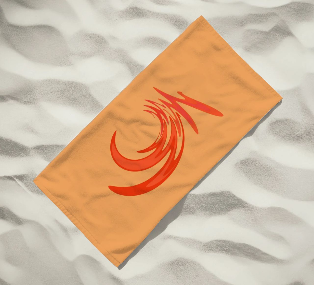 Abstract dynamic swirl pattern in orange beach towel by Something for you