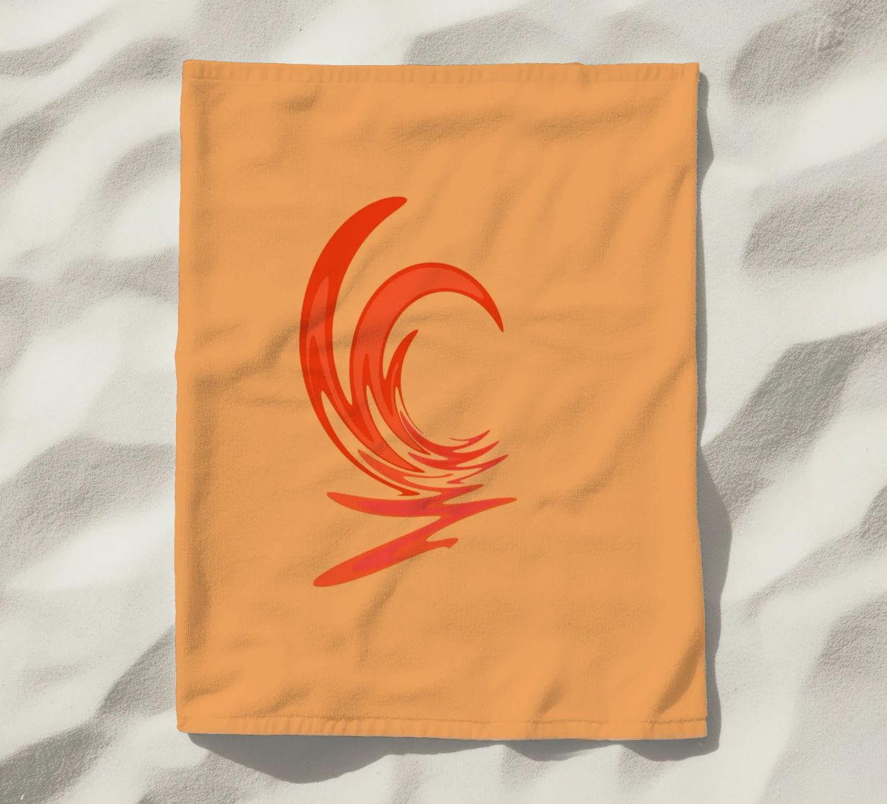 Abstract dynamic swirl pattern in orange beach towel by Something for you