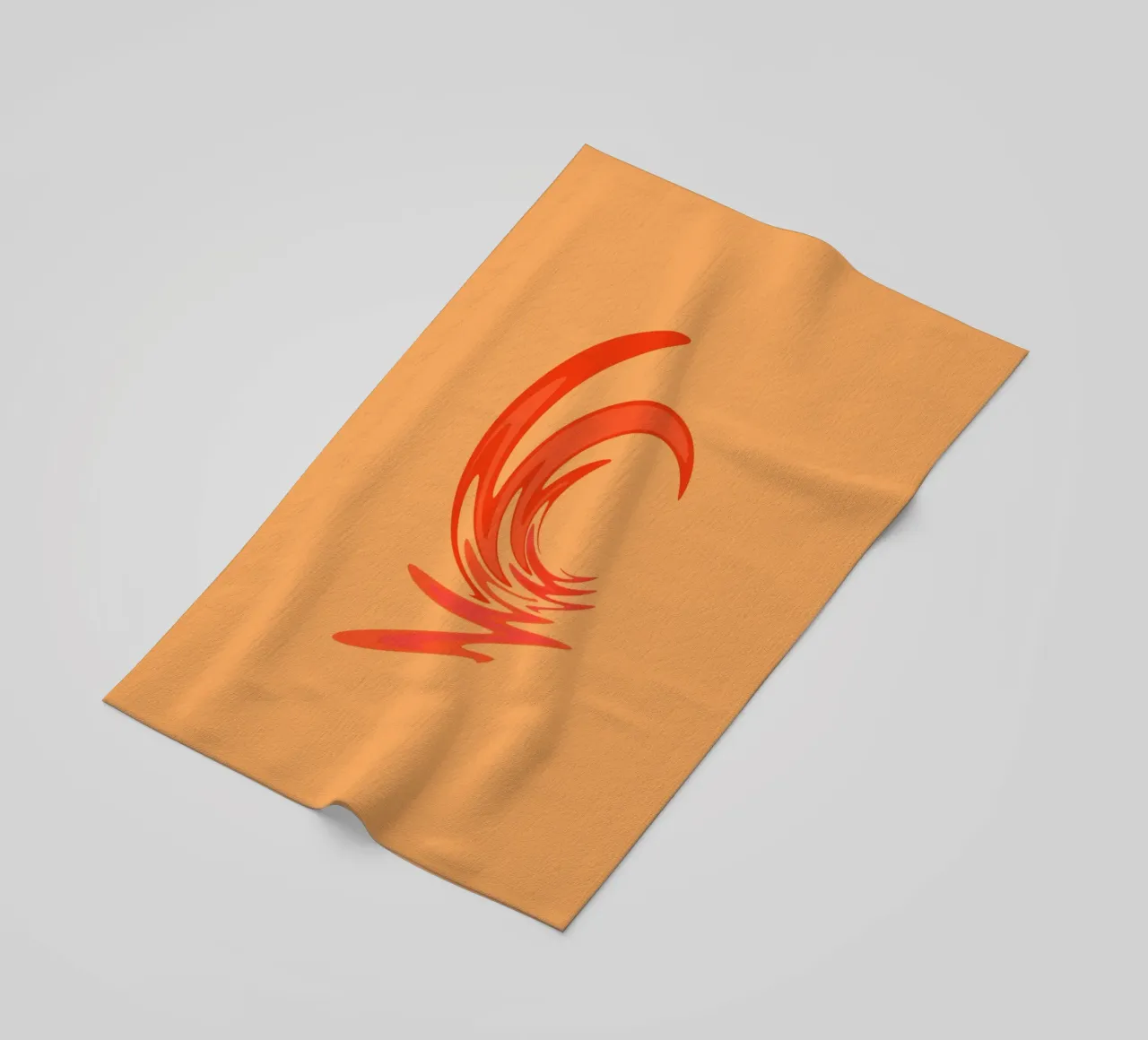 Abstraktes dynamisches Wirbelmuster in Orange Strandtuch von Something for you
