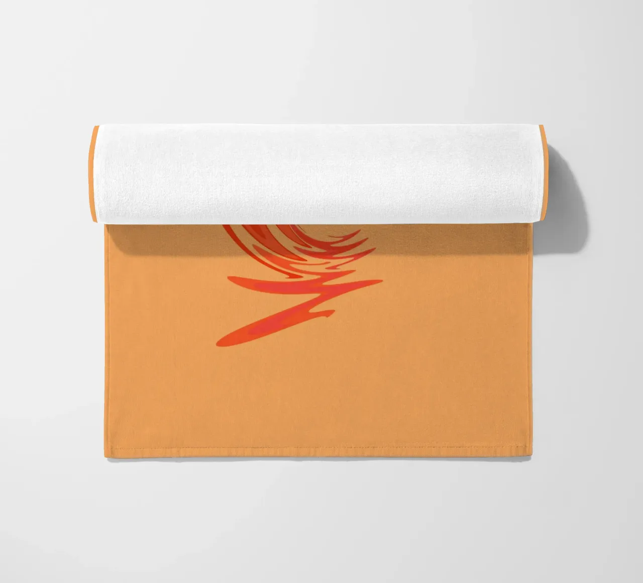Abstraktes dynamisches Wirbelmuster in Orange Strandtuch von Something for you
