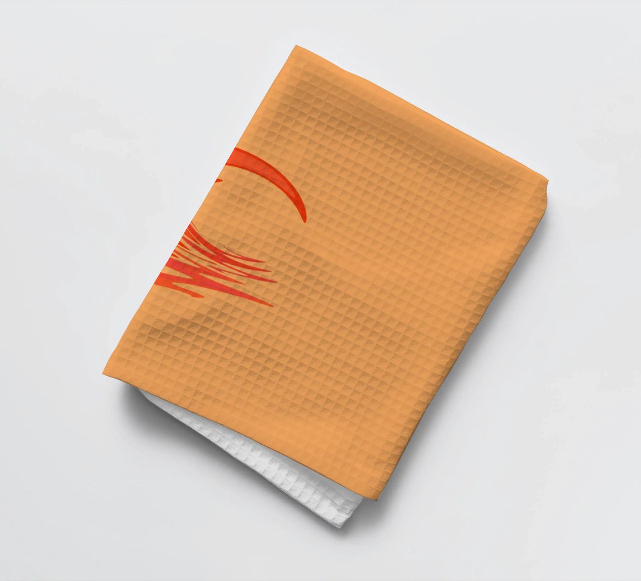 Abstract dynamic swirl pattern in orange tea towel by Something for you