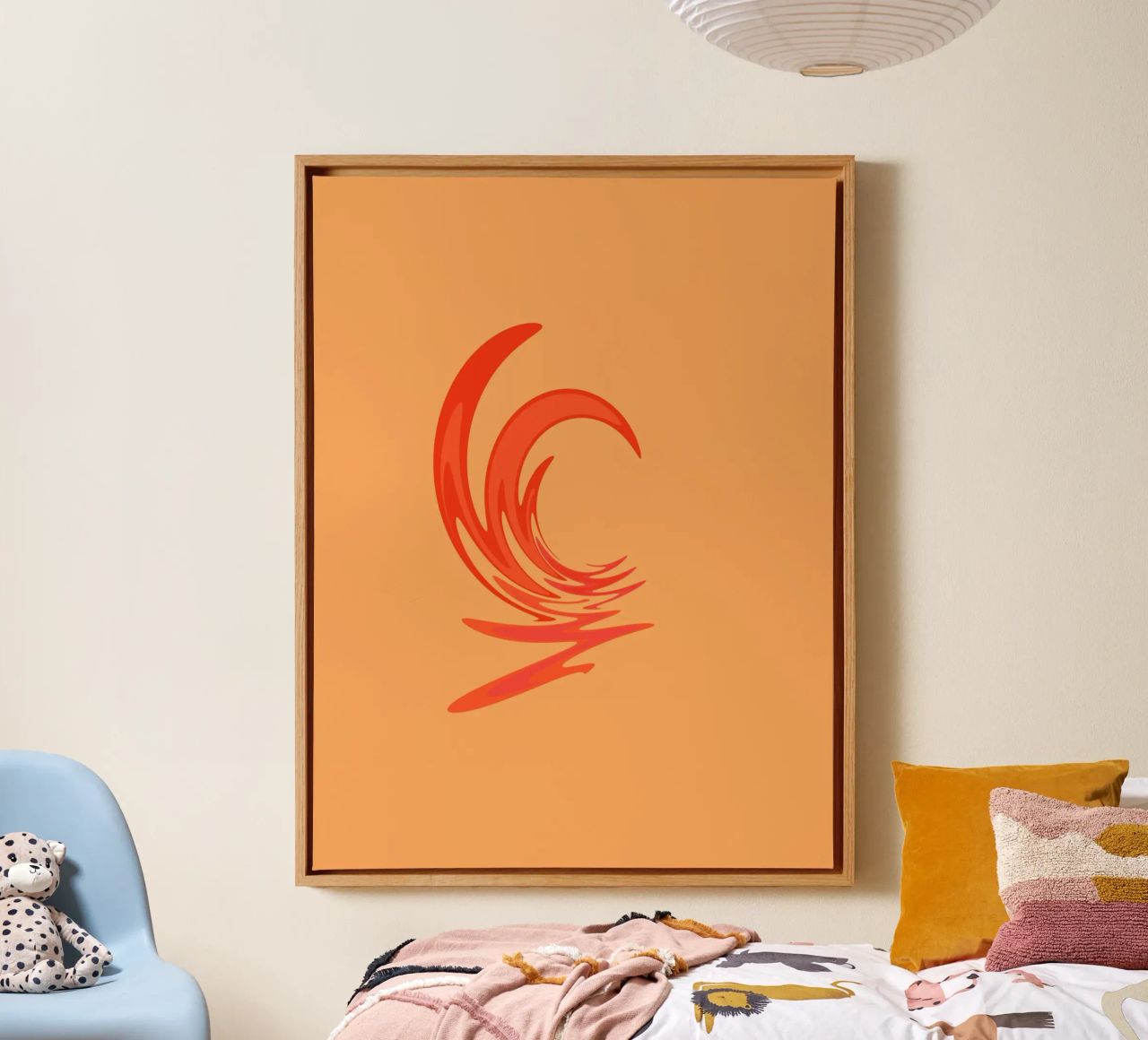 Abstract dynamic swirl pattern in orange canvas by Something for you