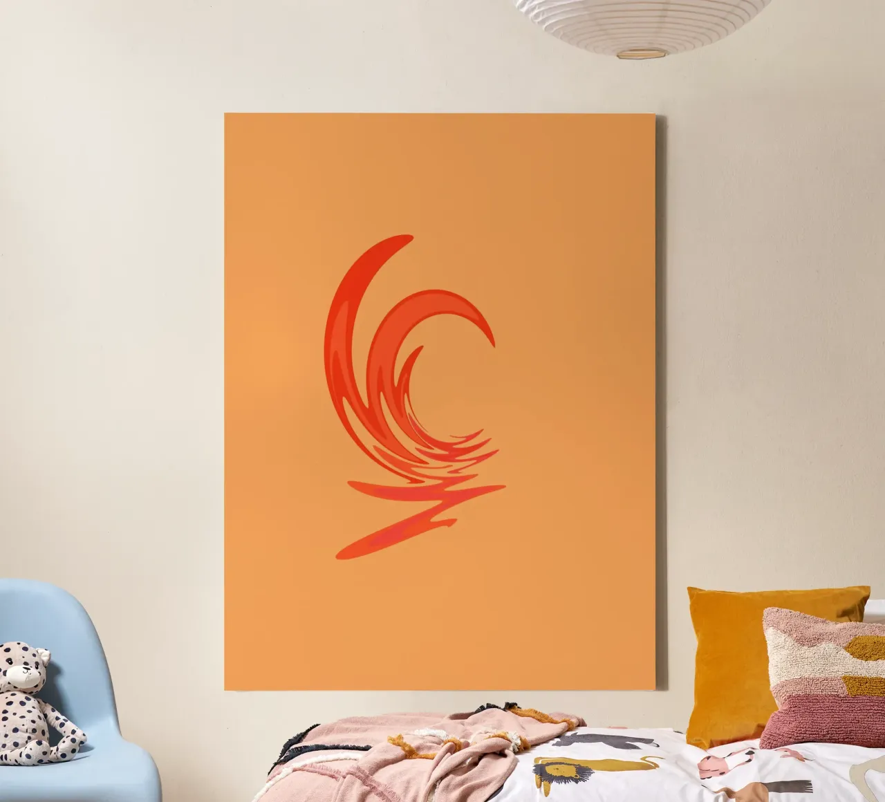 Abstract dynamic swirl pattern in orange canvas by Something for you