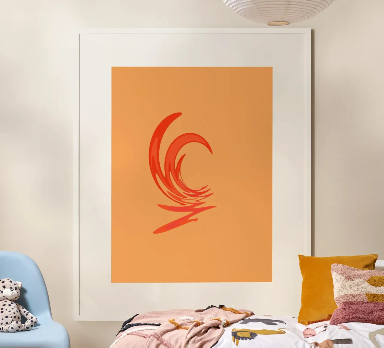 Motivo dinamico astratto a vortice in arancione carta hahnemühle da Something for you