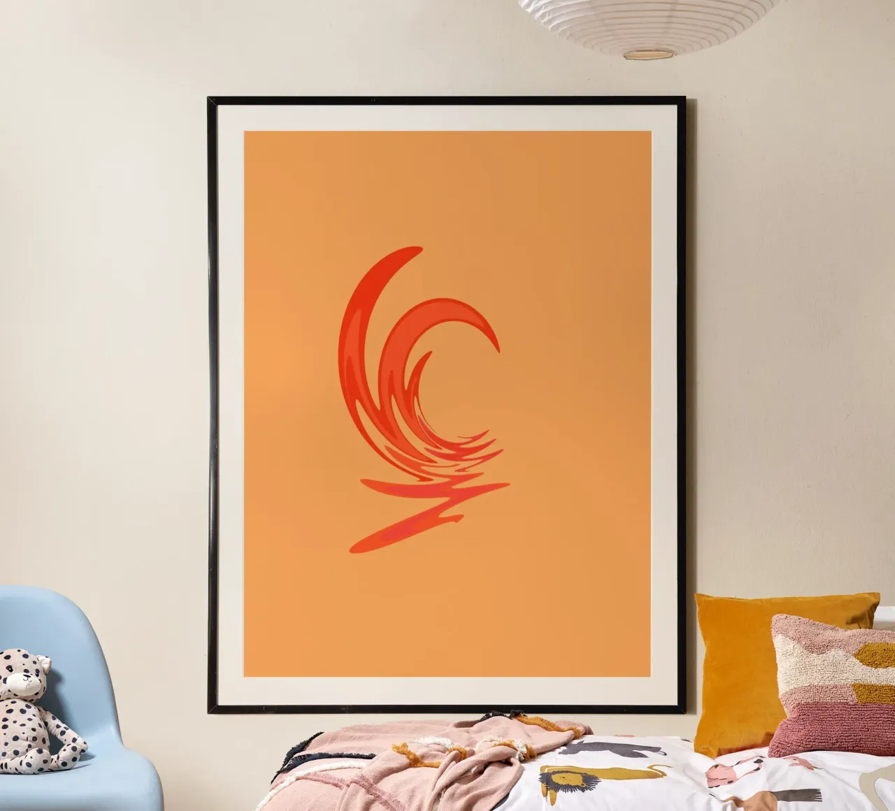 Abstract dynamic swirl pattern in orange poster by Something for you