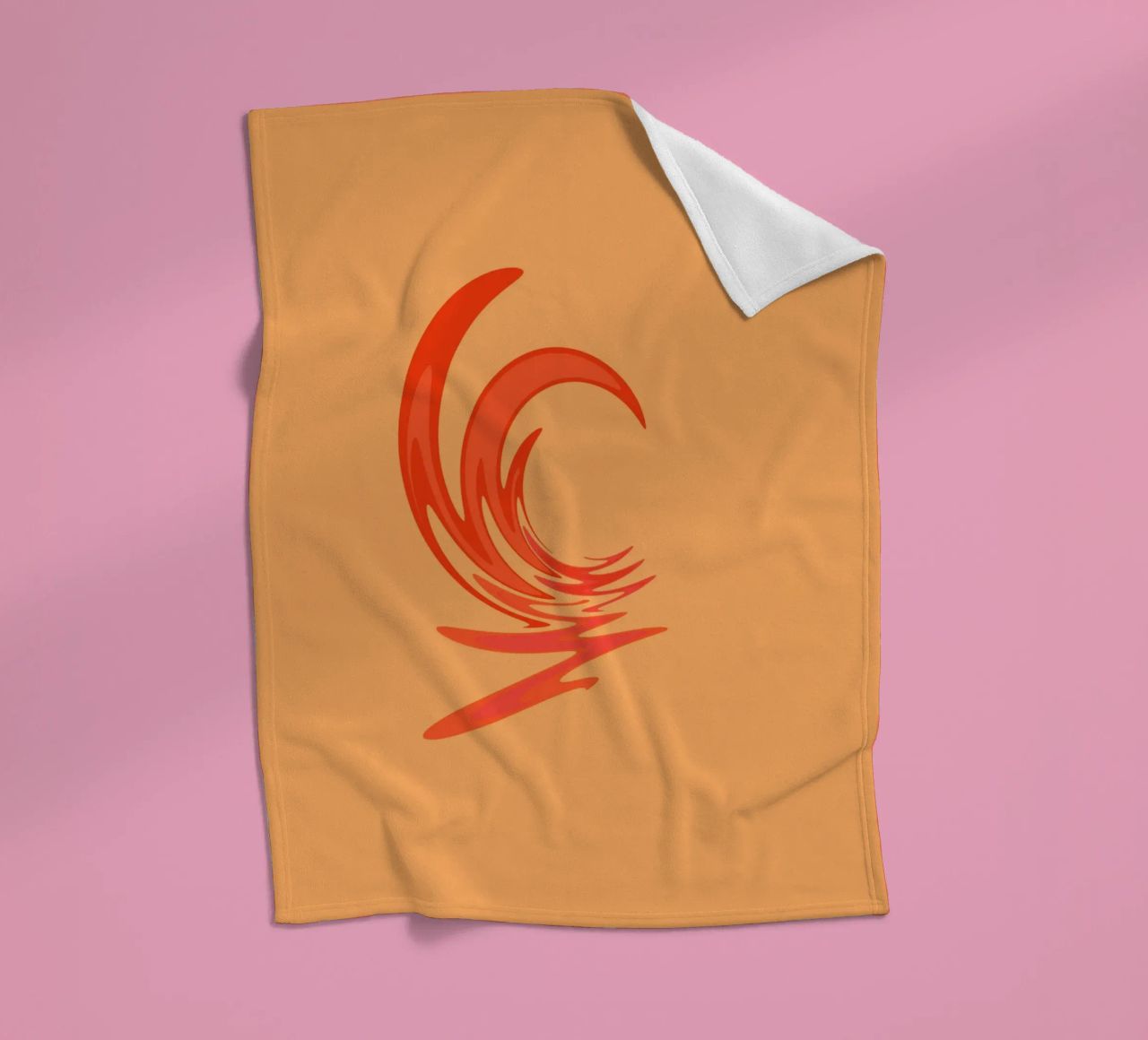 Abstract dynamic swirl pattern in orange fleece blanket by Something for you