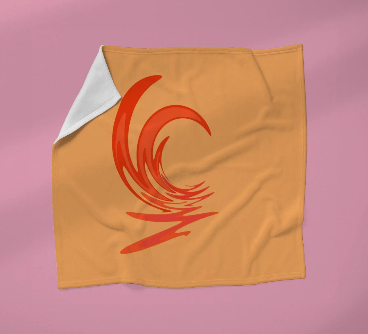 Abstract dynamic swirl pattern in orange fleece blanket by Something for you