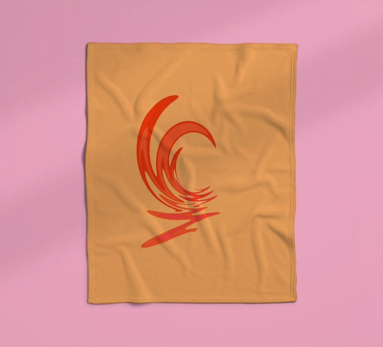 Abstract dynamic swirl pattern in orange fleece blanket by Something for you