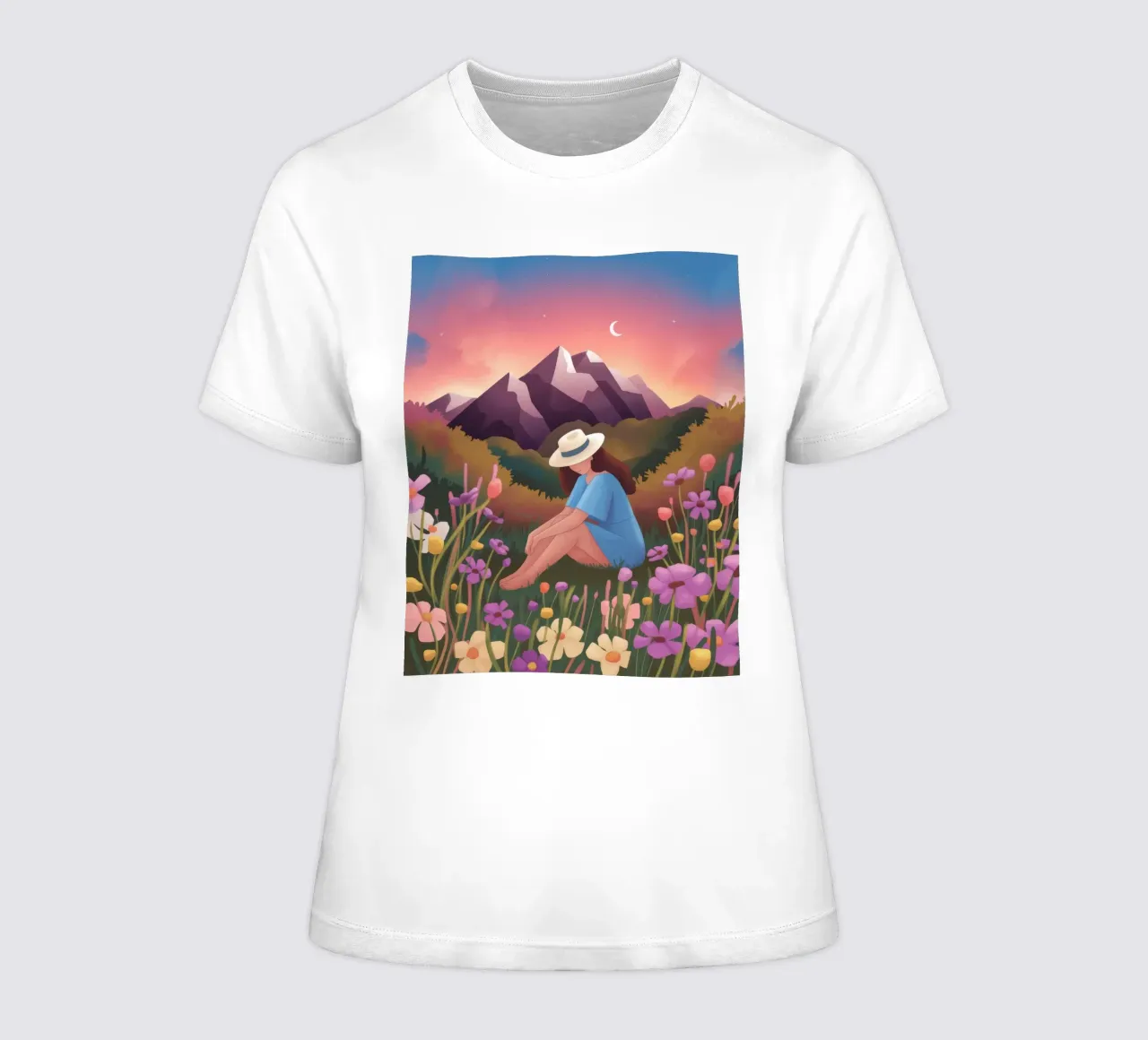 Vue paisible sur la montagne t-shirt ajusté pour femmes de Fine Sanctuary