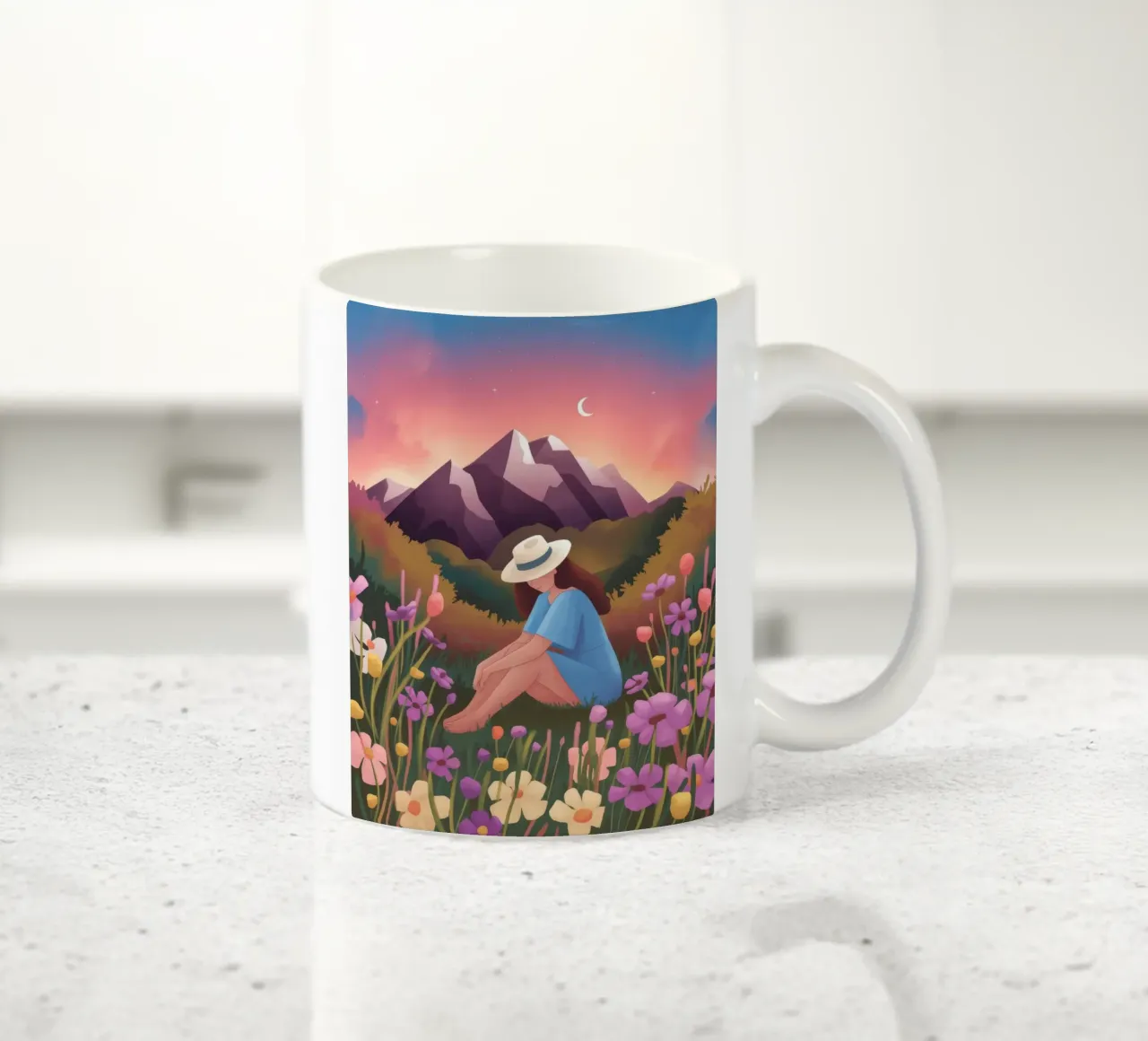 Tranquil Mountain View ceramic mug by Fine Sanctuary