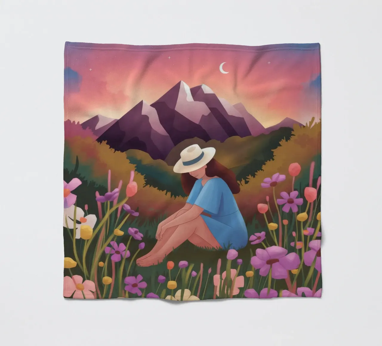 Tranquil Mountain View fleece blanket by Fine Sanctuary