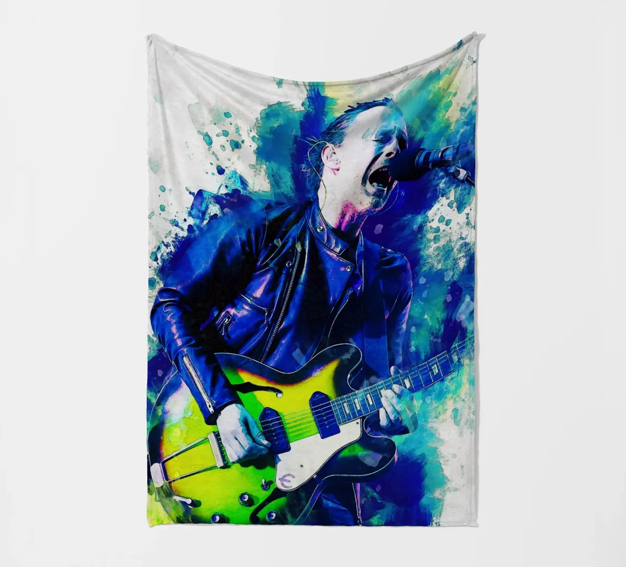 Smudge of Thom Yorke fleece blanket by Gunawan Rb
