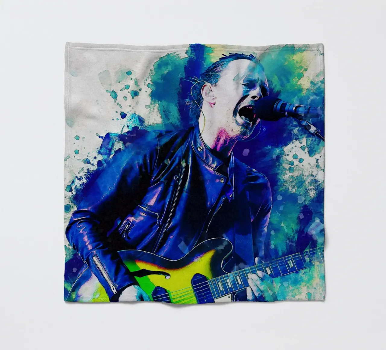Smudge of Thom Yorke fleece blanket by Gunawan Rb