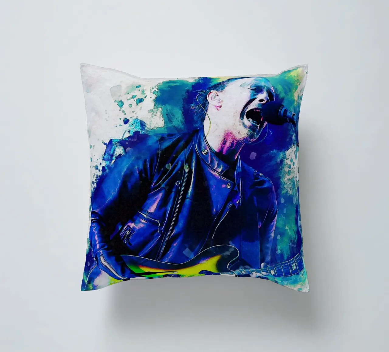 Smudge of Thom Yorke decorative cushion by Gunawan Rb