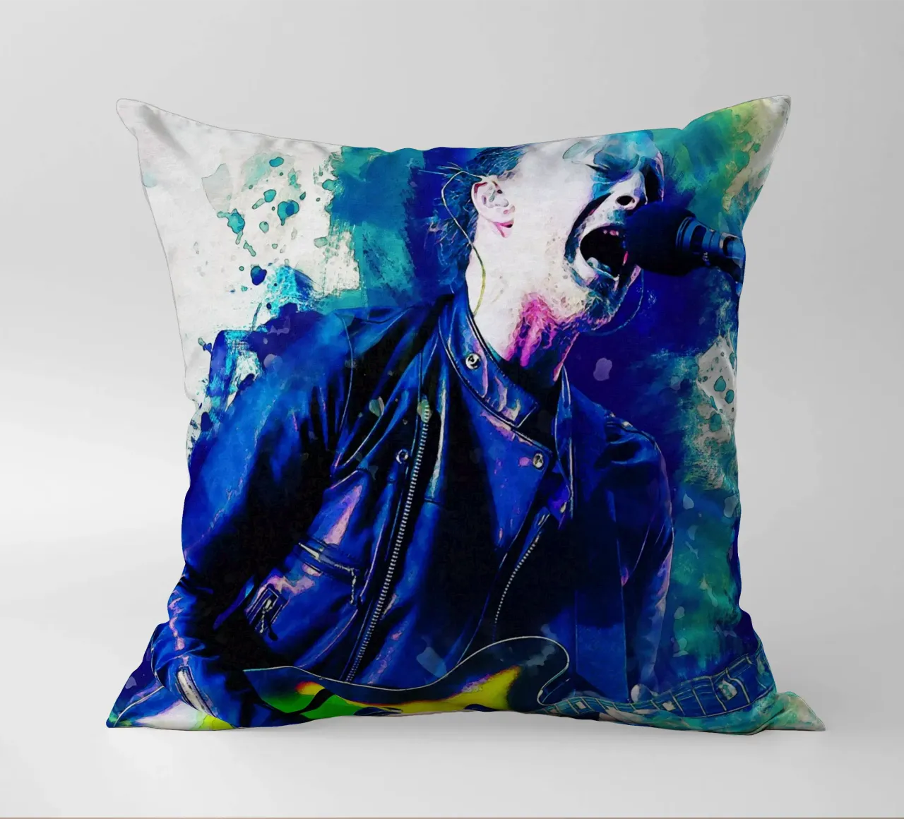 Smudge of Thom Yorke decorative cushion by Gunawan Rb