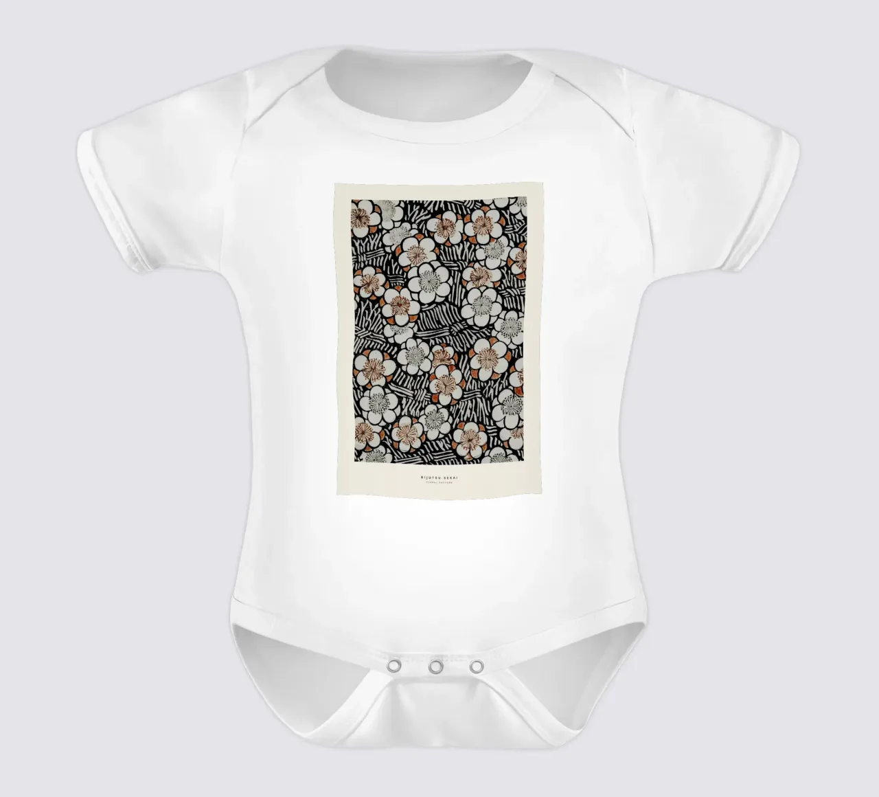 Bijutsu Sekai - Floral Pattern body neonato maniche corte da Vintage by JUNIQE