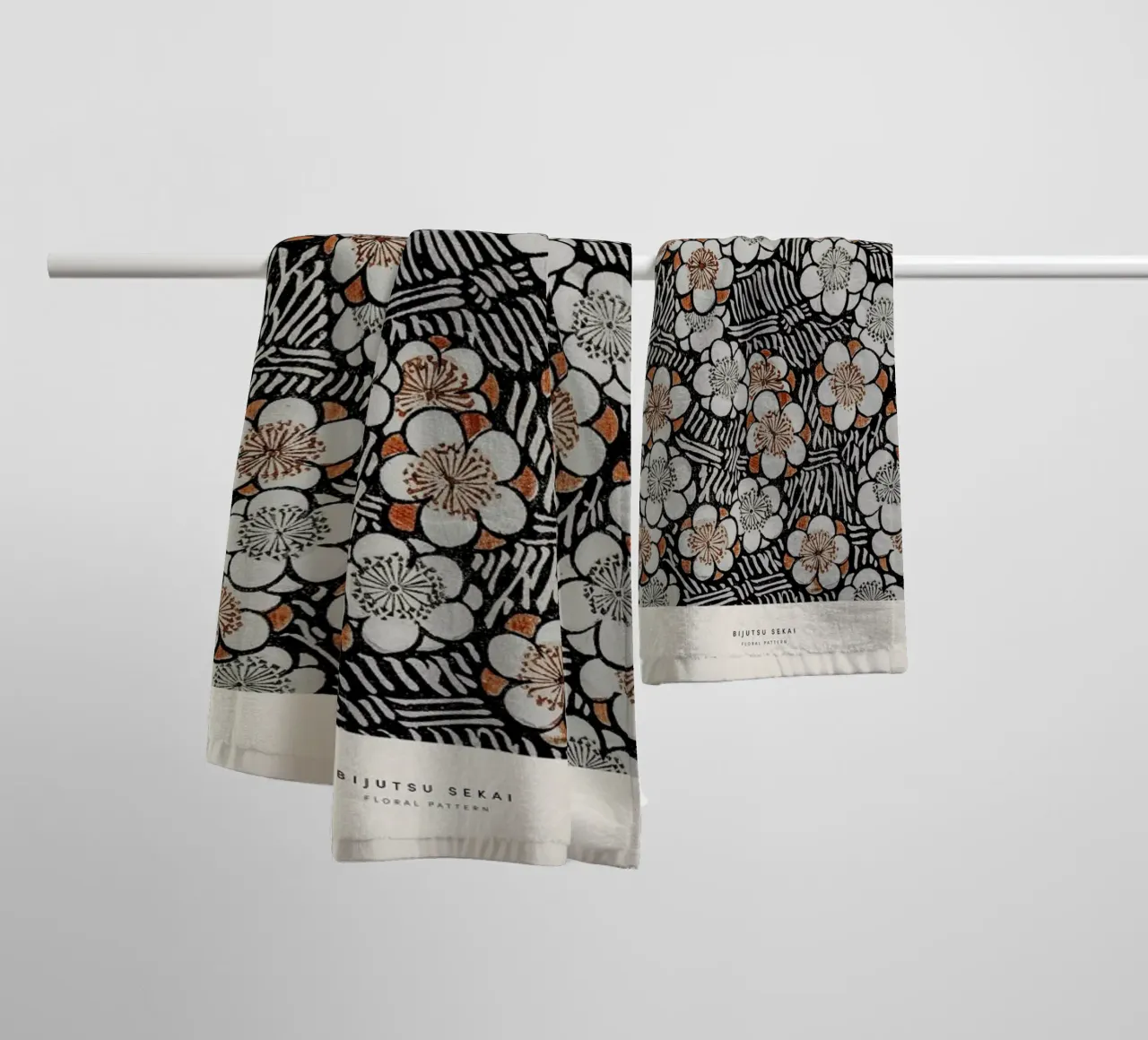 Bijutsu Sekai - Floral Pattern towel by Vintage by JUNIQE