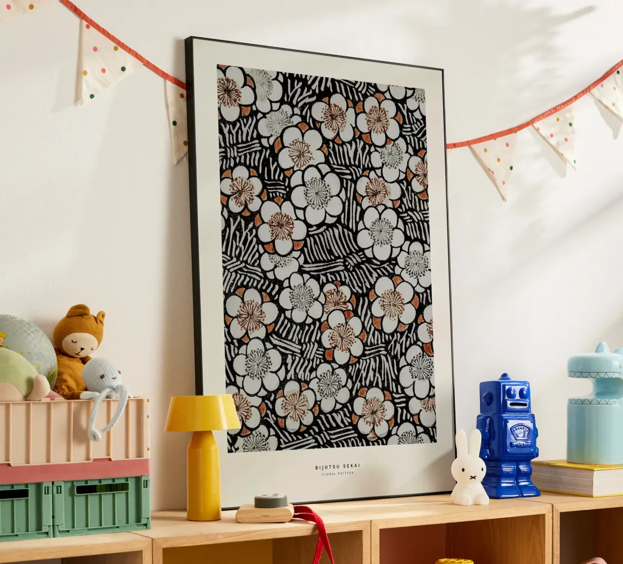 Bijutsu Sekai - Floral Pattern alluminio dibond da Vintage by JUNIQE