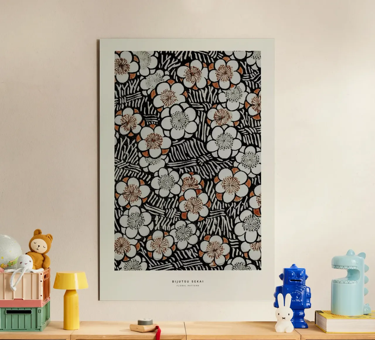Bijutsu Sekai - Floral Pattern alluminio dibond da Vintage by JUNIQE